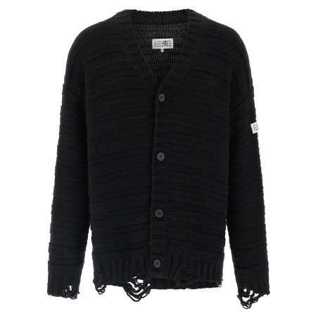 Distressed wool cardigan