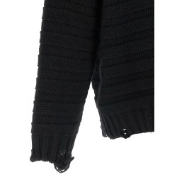 Distressed wool cardigan