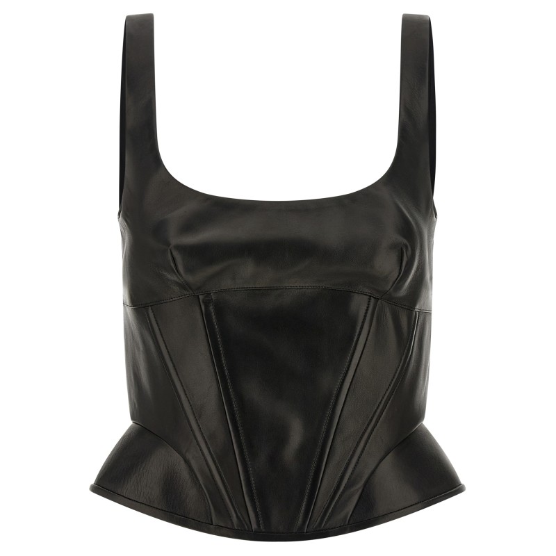 Peplos leather top