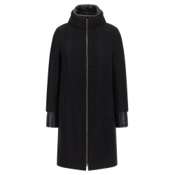 Lamé thread and wool coat