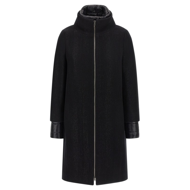 Lamé thread and wool coat