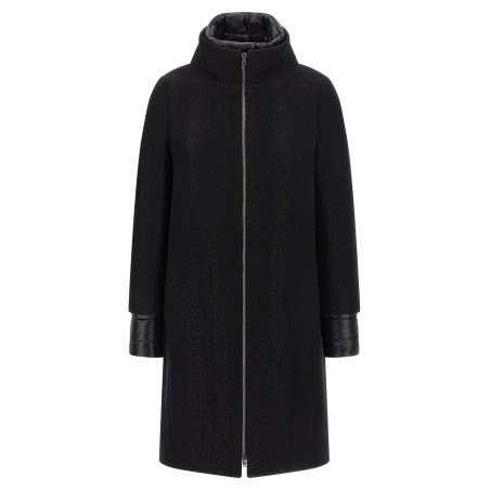 Lamé thread and wool coat