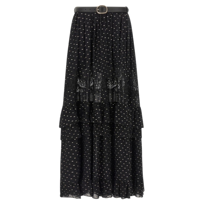 'Black And Gold Chiffon Lace Maxi' skirt