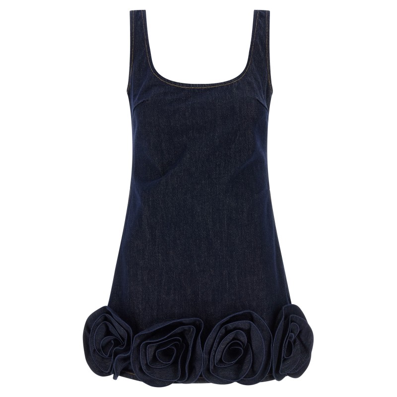 'Indigo Denim 3D Flower Mini' dress