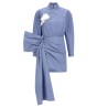 'Blue Cotton Tie Side Mini' dress