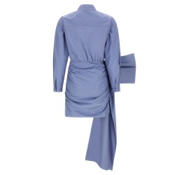 'Blue Cotton Tie Side Mini' dress