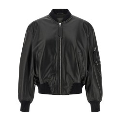 Leather bomber jacket