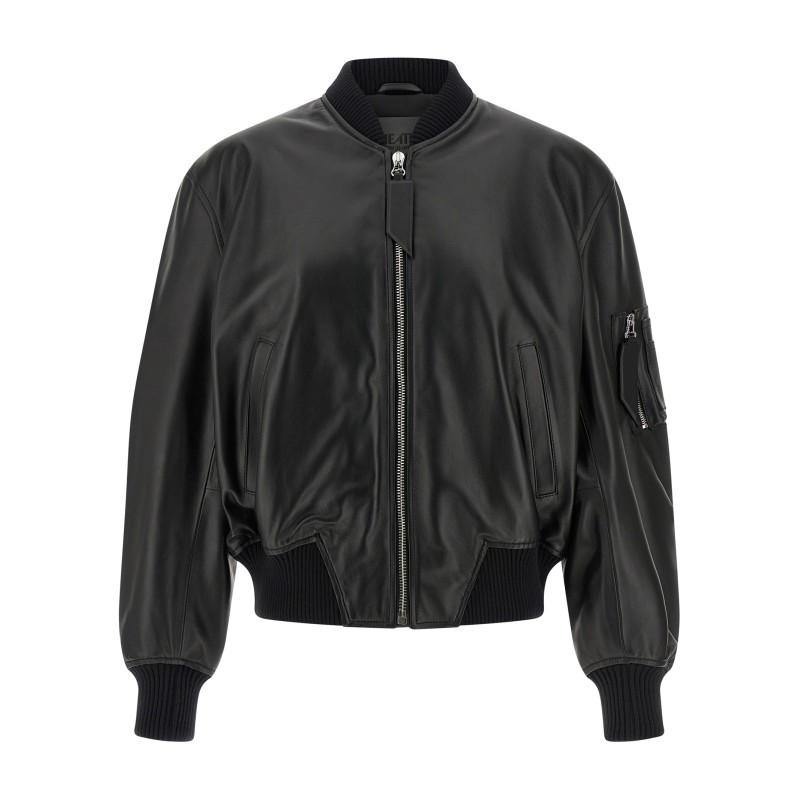 Leather bomber jacket