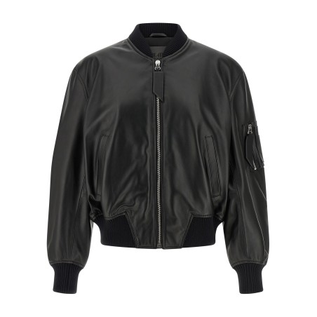 Leather bomber jacket