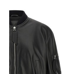 Leather bomber jacket