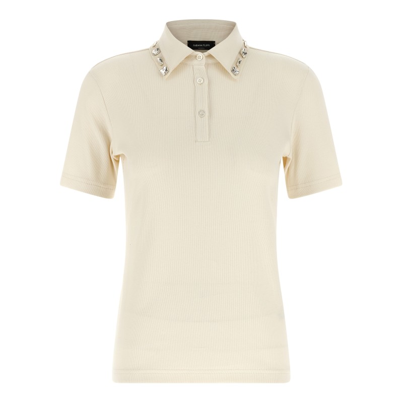 Crystal collar polo shirt