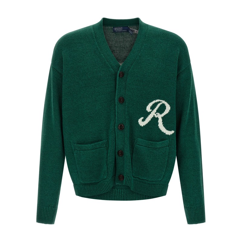 Intarsia logo cardigan