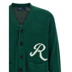 Intarsia logo cardigan