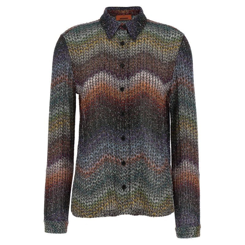Sequin and lamé viscose shirt