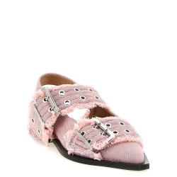 'Feminine Buckle Fringed Denim' slingback