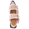 'Feminine Buckle Fringed Denim' slingback