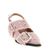 'Feminine Buckle Fringed Denim' slingback