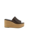 Leather and raffia wedges