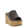 Leather and raffia wedges