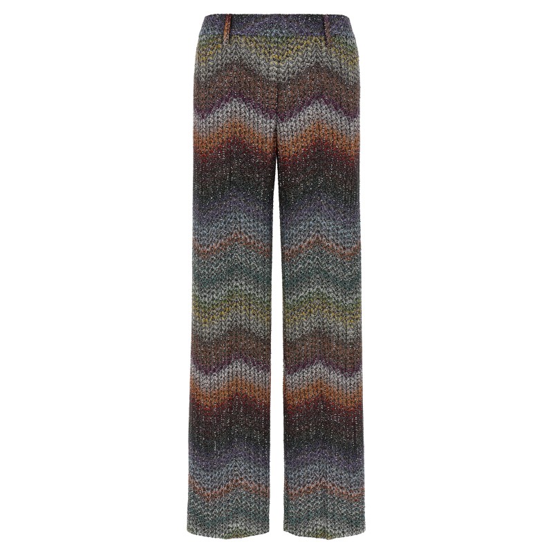 Zigzag lamé viscose pants