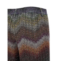 Zigzag lamé viscose pants