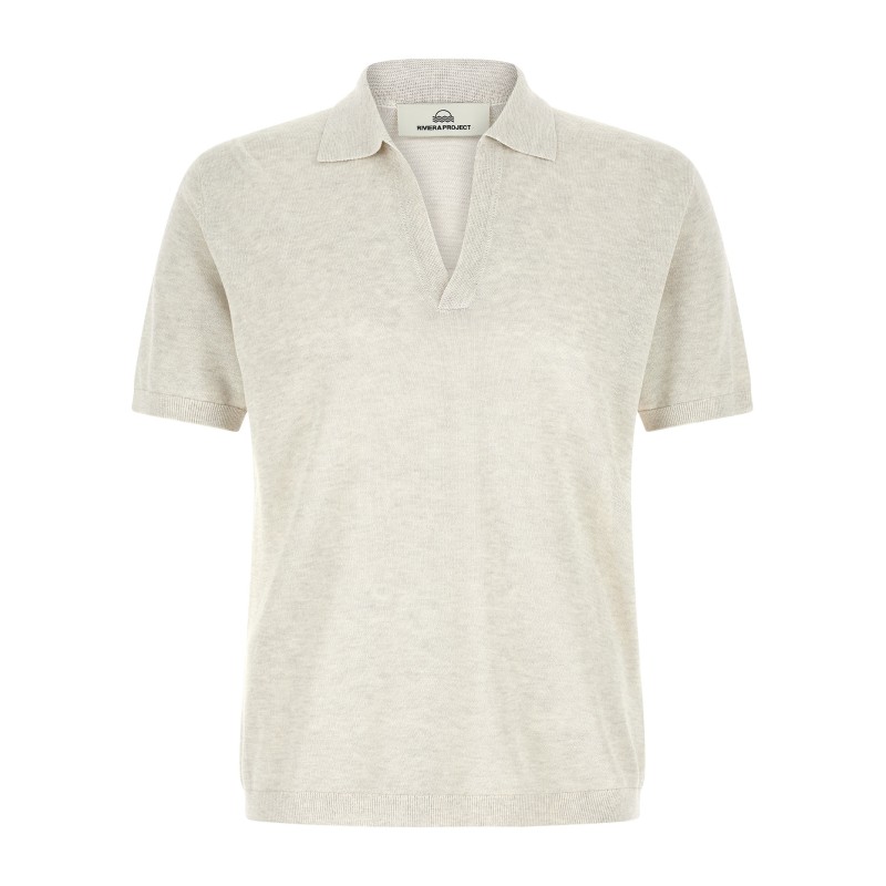 Open collar polo shirt
