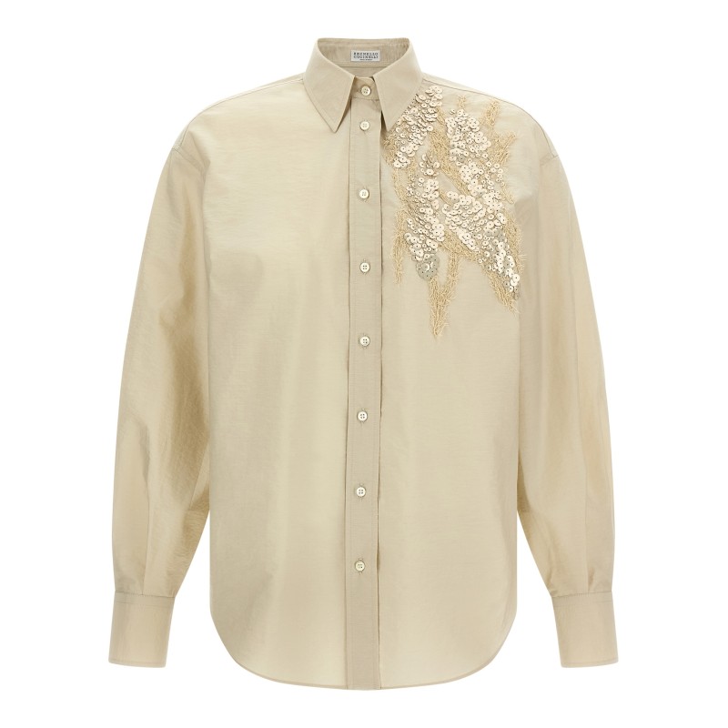 Sequin embroidery shirt