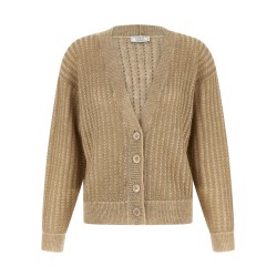 Waffle lamé cardigan