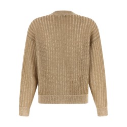Waffle lamé cardigan