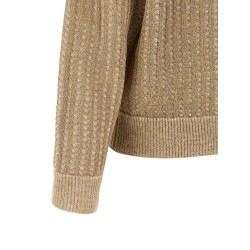 Waffle lamé cardigan