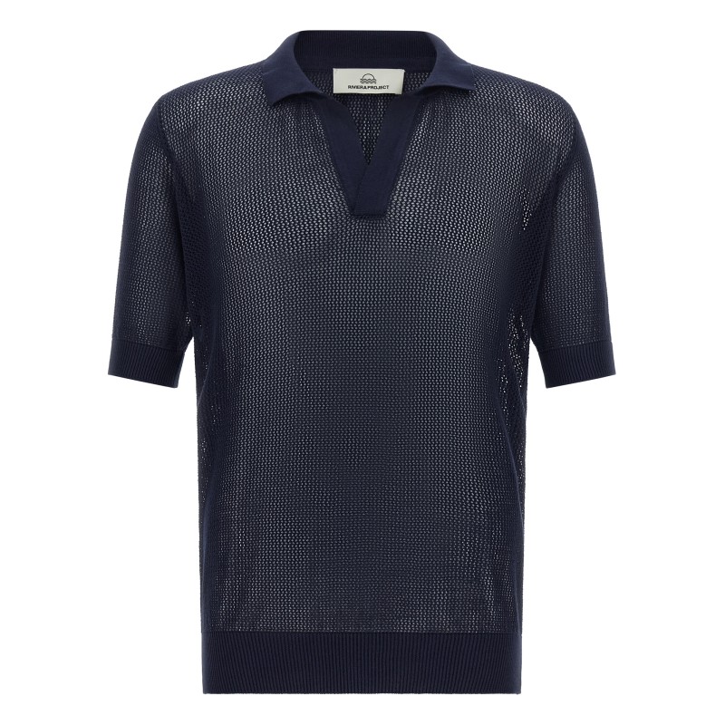 Openwork cotton polo shirt