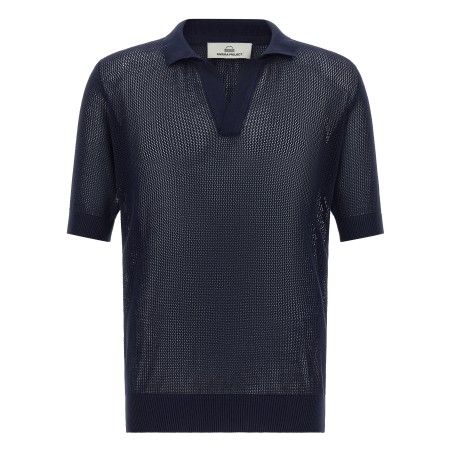 Openwork cotton polo shirt