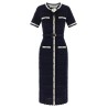 'Navy Pointelle Knit Midi' dress