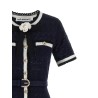 'Navy Pointelle Knit Midi' dress