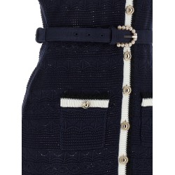 'Navy Pointelle Knit Midi' dress