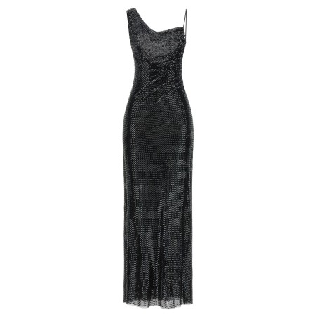 'Black Rhinestone Draped Maxi' dress