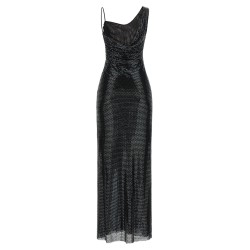 'Black Rhinestone Draped Maxi' dress
