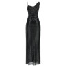 'Black Rhinestone Draped Maxi' dress