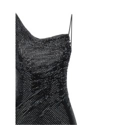'Black Rhinestone Draped Maxi' dress