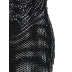 'Black Rhinestone Draped Maxi' dress
