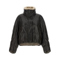 Padded leather jacket