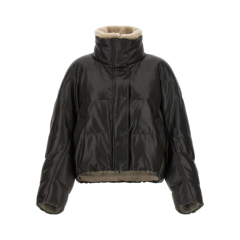 Padded leather jacket