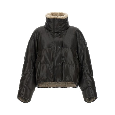 Padded leather jacket