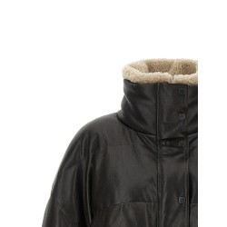 Padded leather jacket