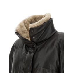 Padded leather jacket