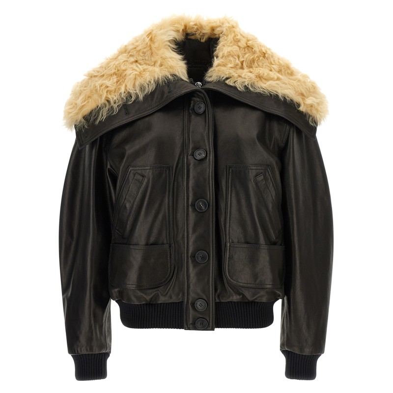 Shearling neck bomber jacket