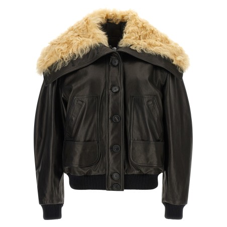 Shearling neck bomber jacket