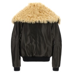 Shearling neck bomber jacket