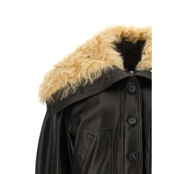 Shearling neck bomber jacket