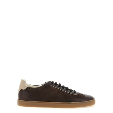Suede and smooth calf sneakers